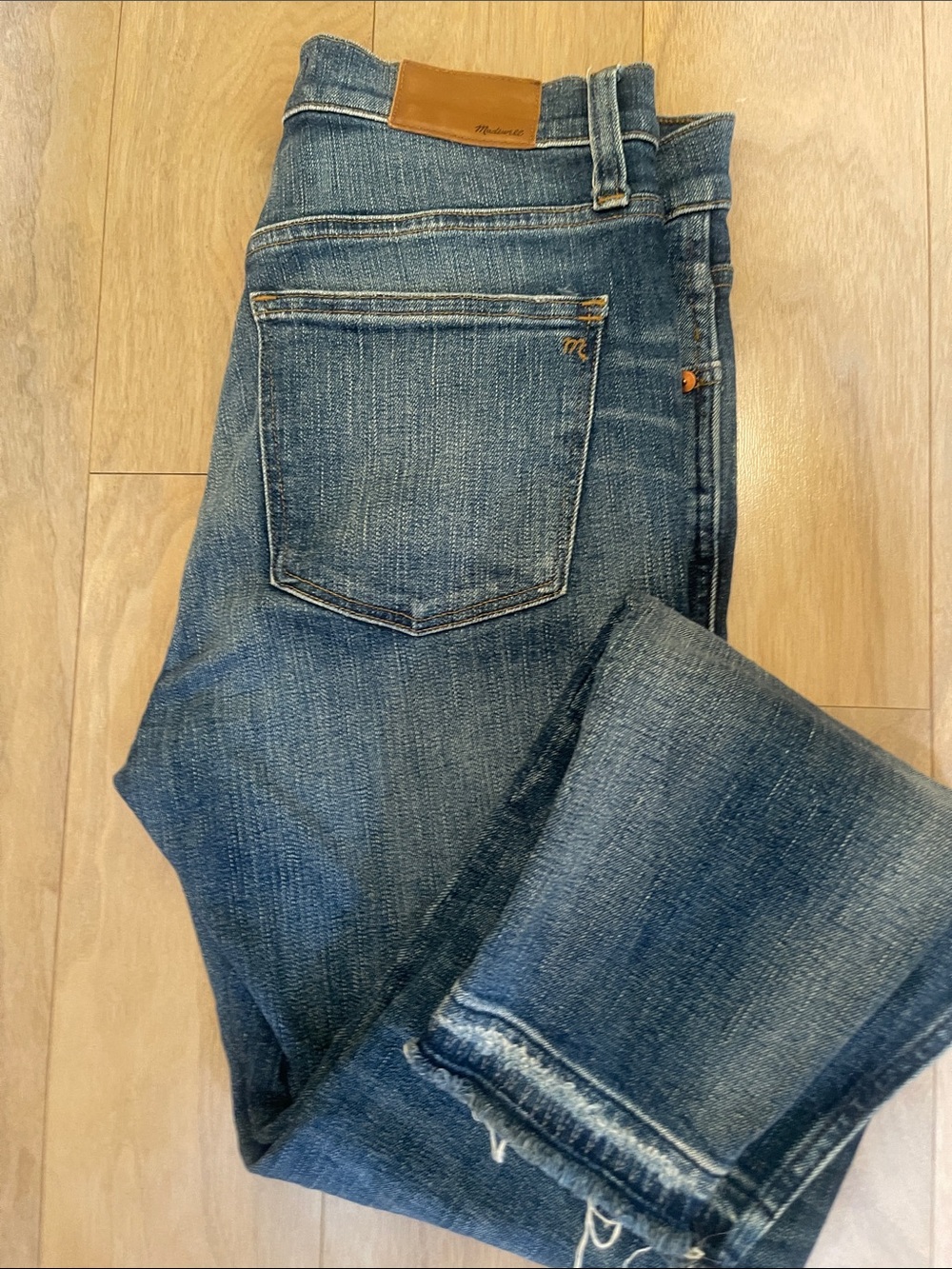Madewell Dark and Light Blue Two-Tone Denim Waistband